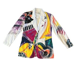 KOLORWAY Vintage Handpainted‎ One of a Kind 3-Button Jacket